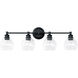 Mid Century 4 Light 32 inch Matte Black Vanity Light Wall Light