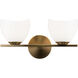 Uptowne 2 Light 14.13 inch Aged Gold Brass Bath Vanity Light Wall Light in Aged Gold Brass and Opal Glass