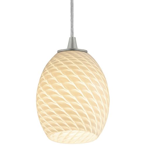 Brandy FireBird 1 Light 6 inch Brushed Steel Pendant Ceiling Light in White Firebird, Cord