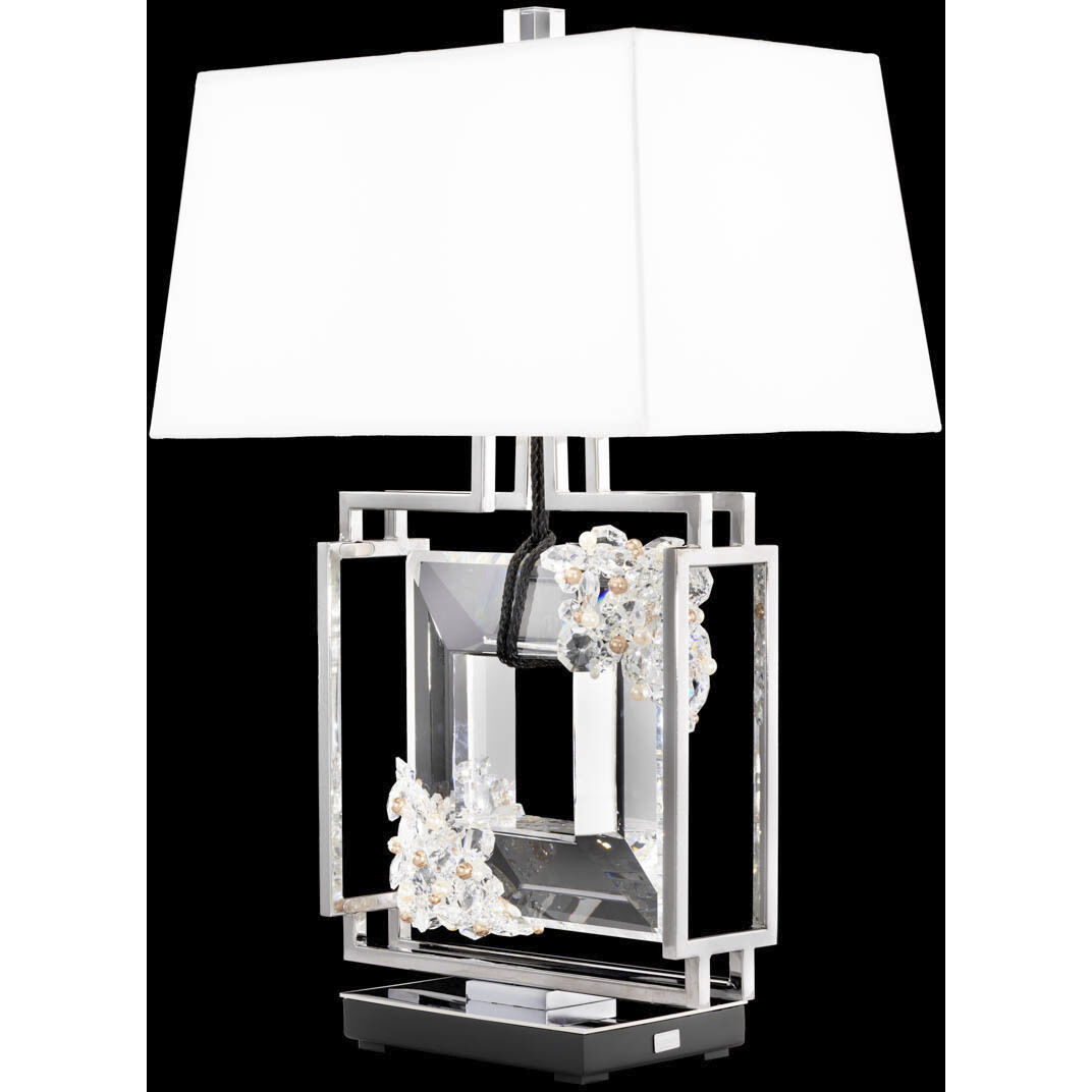 Forever Eva 28.25 inch 7.00 watt Polished Chrome Table Lamp Portable Light in Black Rope, Black Rope