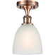 Ballston Castile LED 6 inch Antique Copper Semi-Flush Mount Ceiling Light in White Glass, Ballston