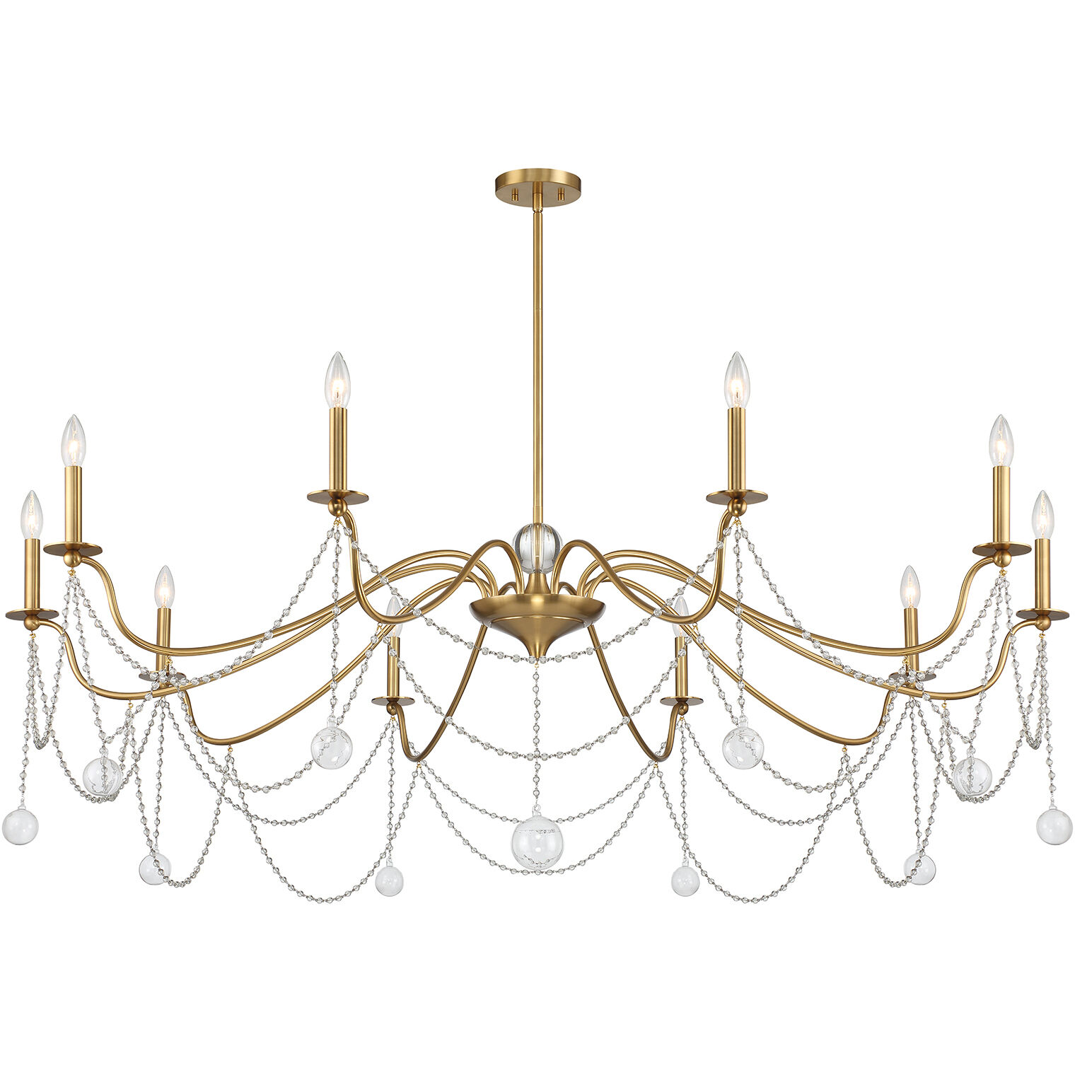 Mariposa 10 Light 60 inch Warm Brass Chandelier Ceiling Light