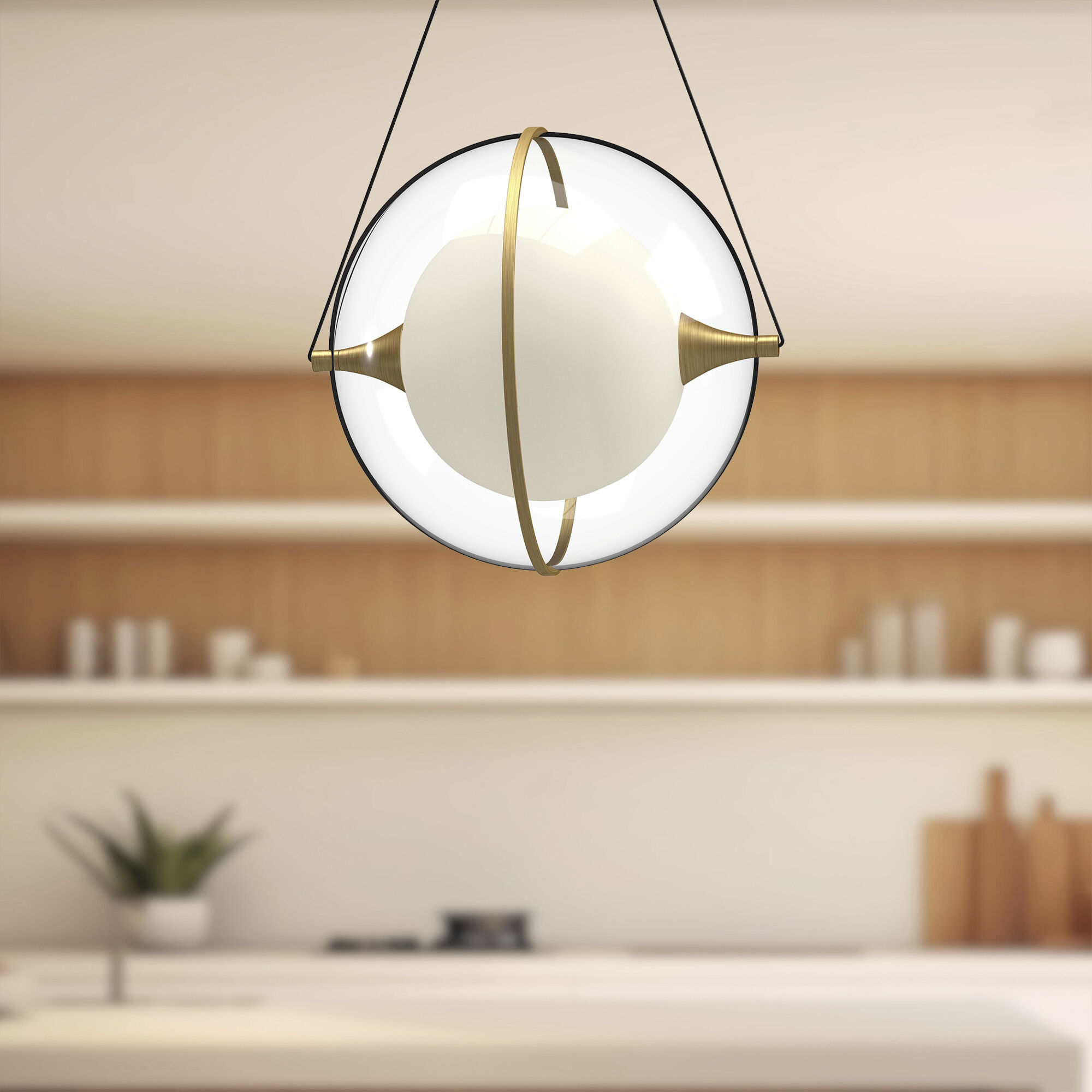 Aries LED 12.13 inch Brushed Gold Pendant Ceiling Light