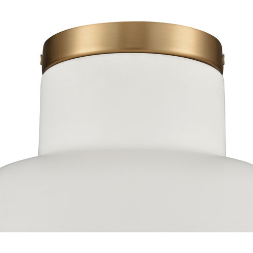 Lewellen 1 Light 10 inch Matte White and Brushed Gold Semi Flush Mount Ceiling Light
