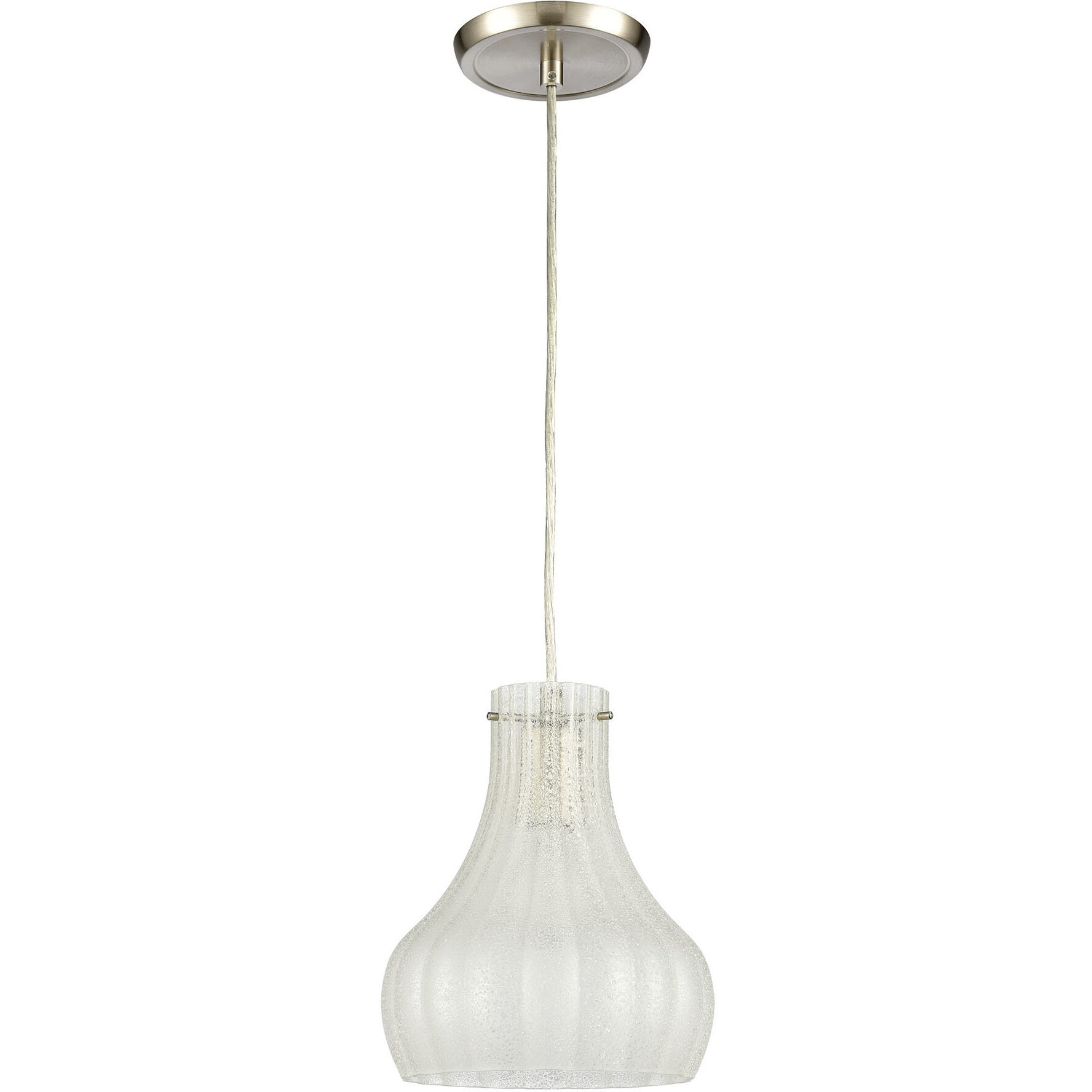 Coastal Scallop 1 Light 8 inch Satin Nickel Mini Pendant Ceiling Light