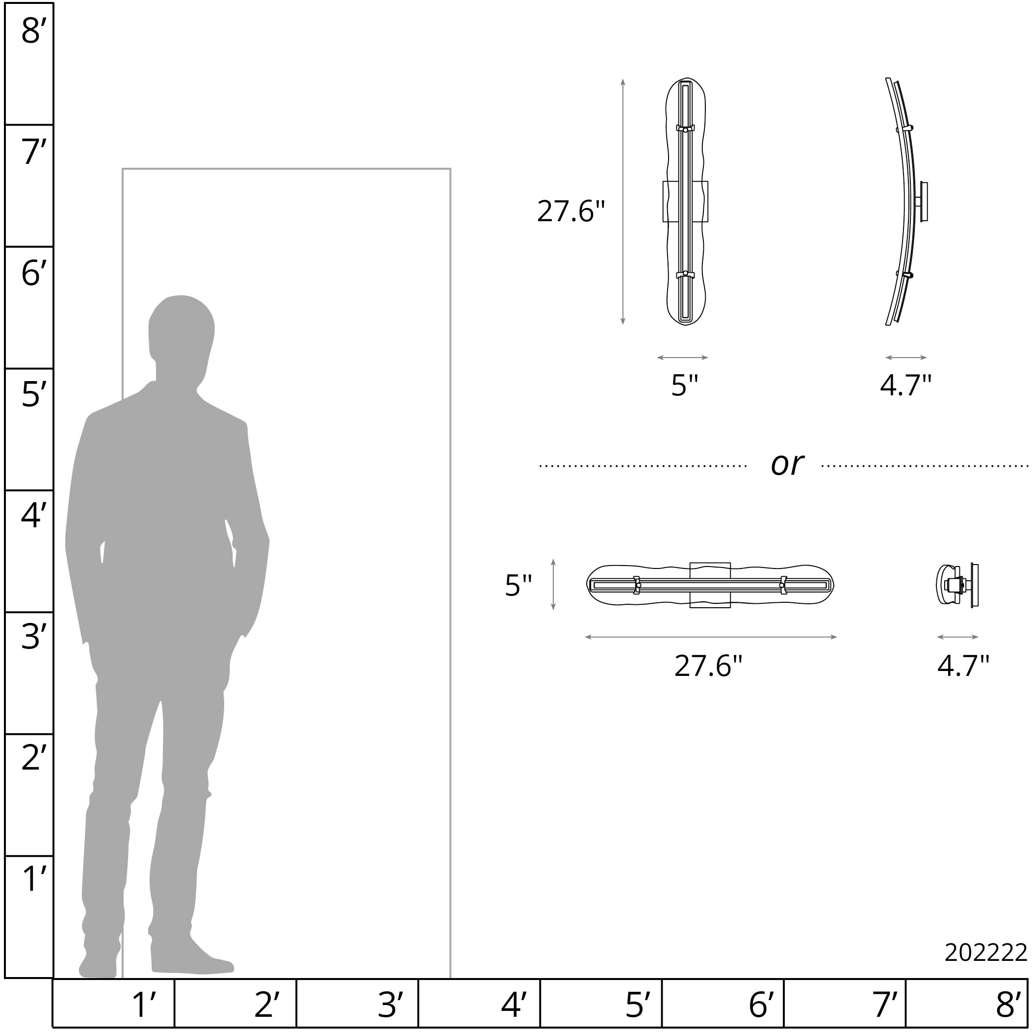 Glissade LED 27.6 inch Sterling Bath Bar Wall Light
