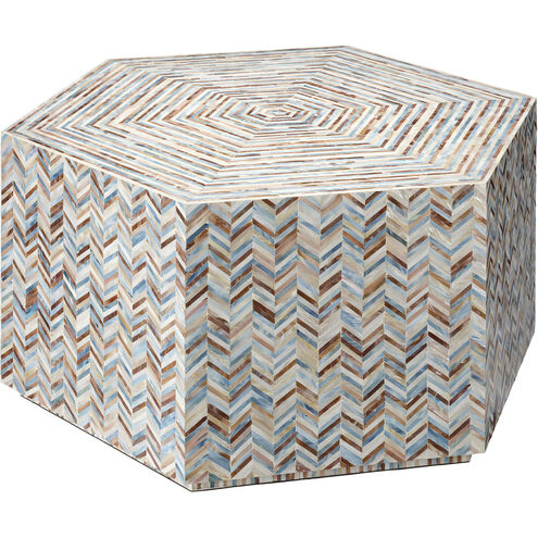 Hepburn 36 X 17.5 inch Mixed Blue and White and Red Mother of Pearl Coffee Table