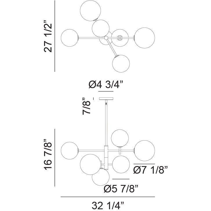 Averley 6 Light 27.5 inch Black Chandelier Ceiling Light in Black and Smoke