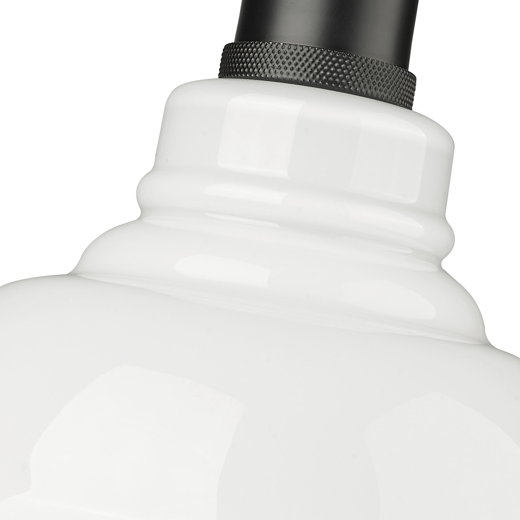 Yep Carver Pendant Ceiling Light in Matte Black, Vintage Milk Glass