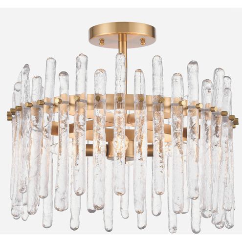 Icicles 4 Light 18 inch Natural Brass Pendant Ceiling Light, Converts to Semi Flush