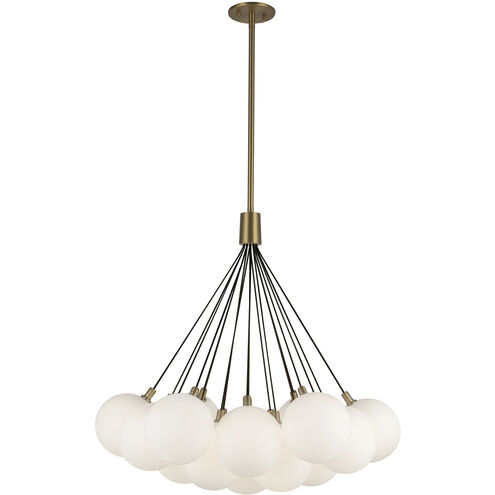 Bolla LED 28 inch Brushed Gold Chandelier Ceiling Light in Matte Opal Glass