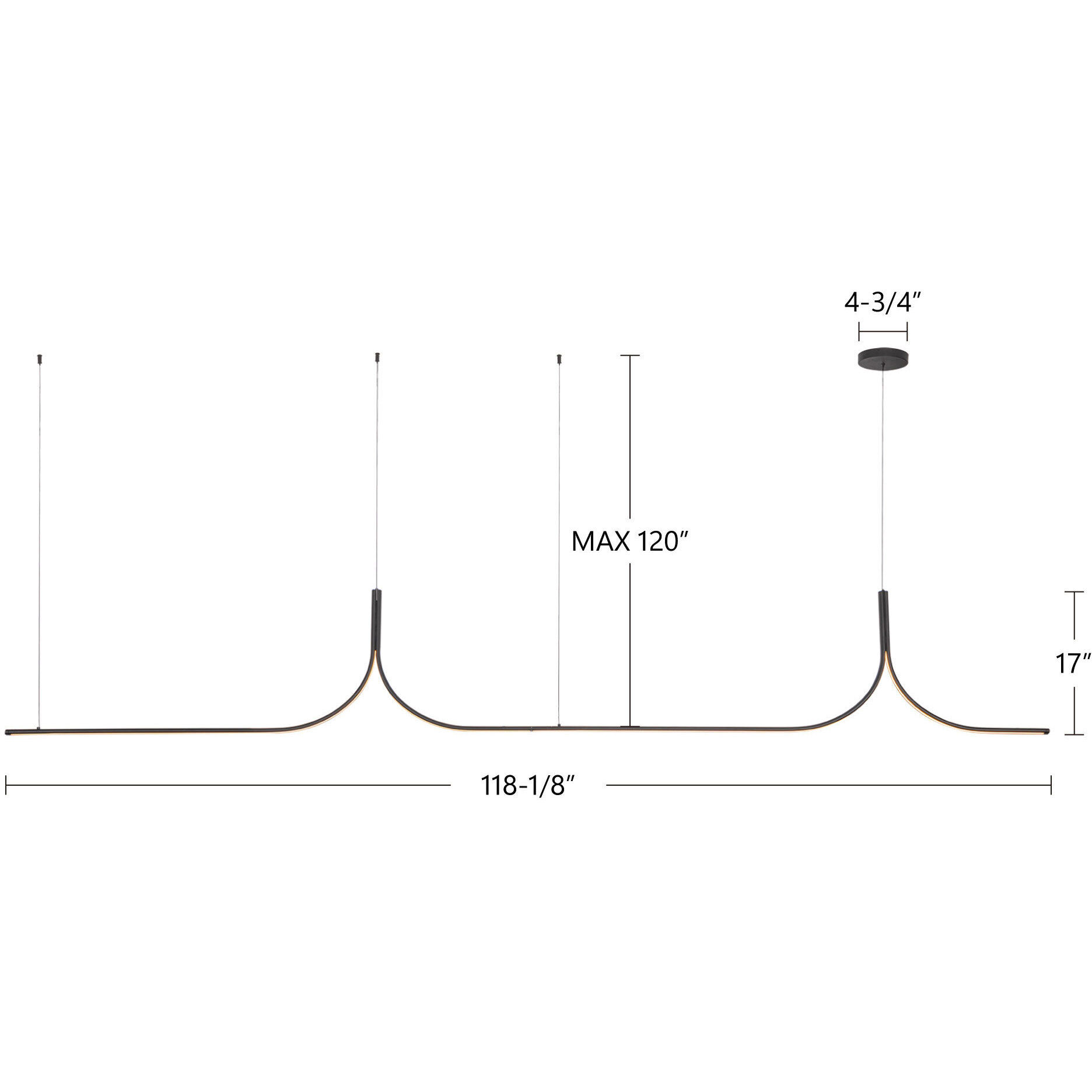 Thread LED 118.13 inch Black Linear Pendant Ceiling Light