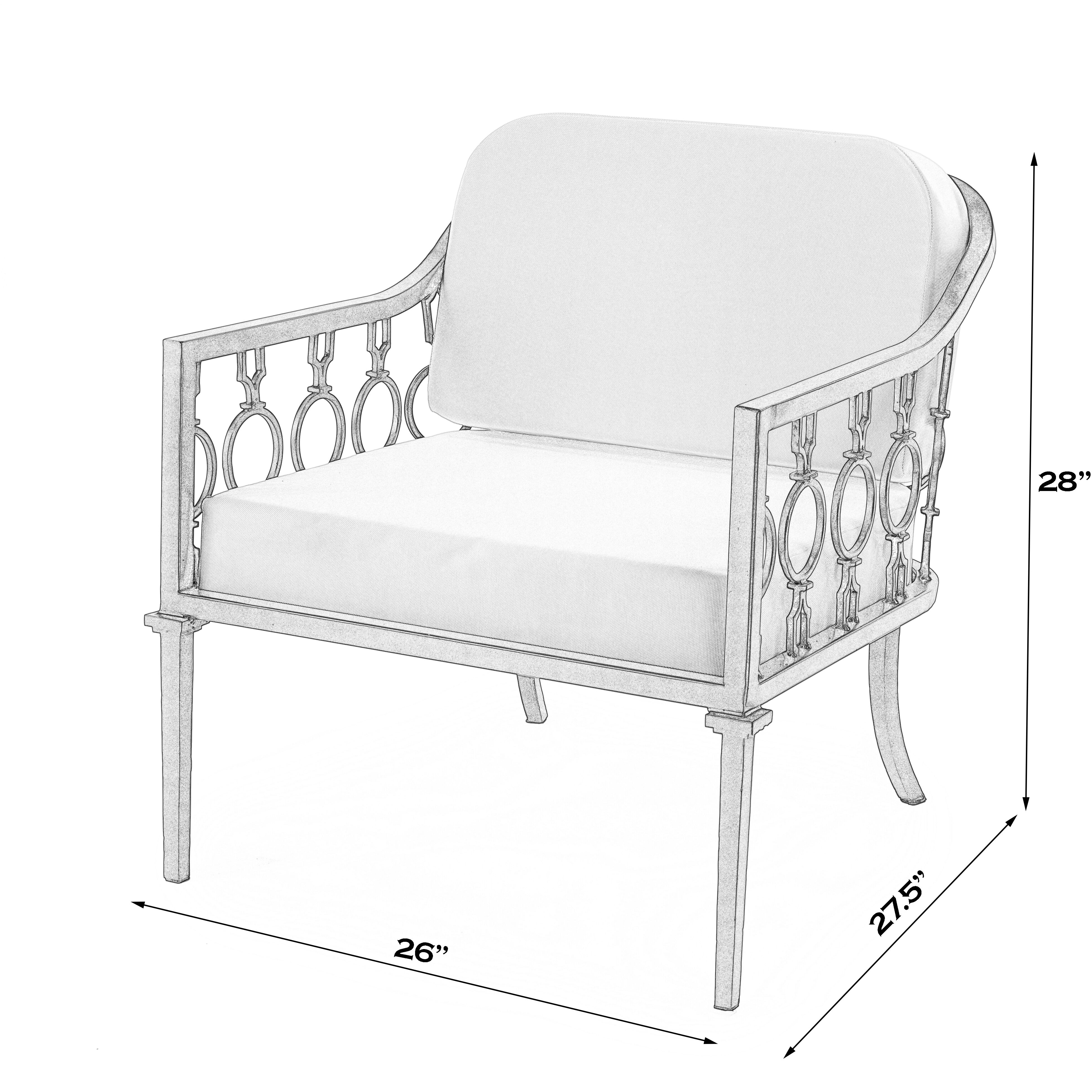 Southport Iron Upholstered Outdoor Lounge Chair in Black