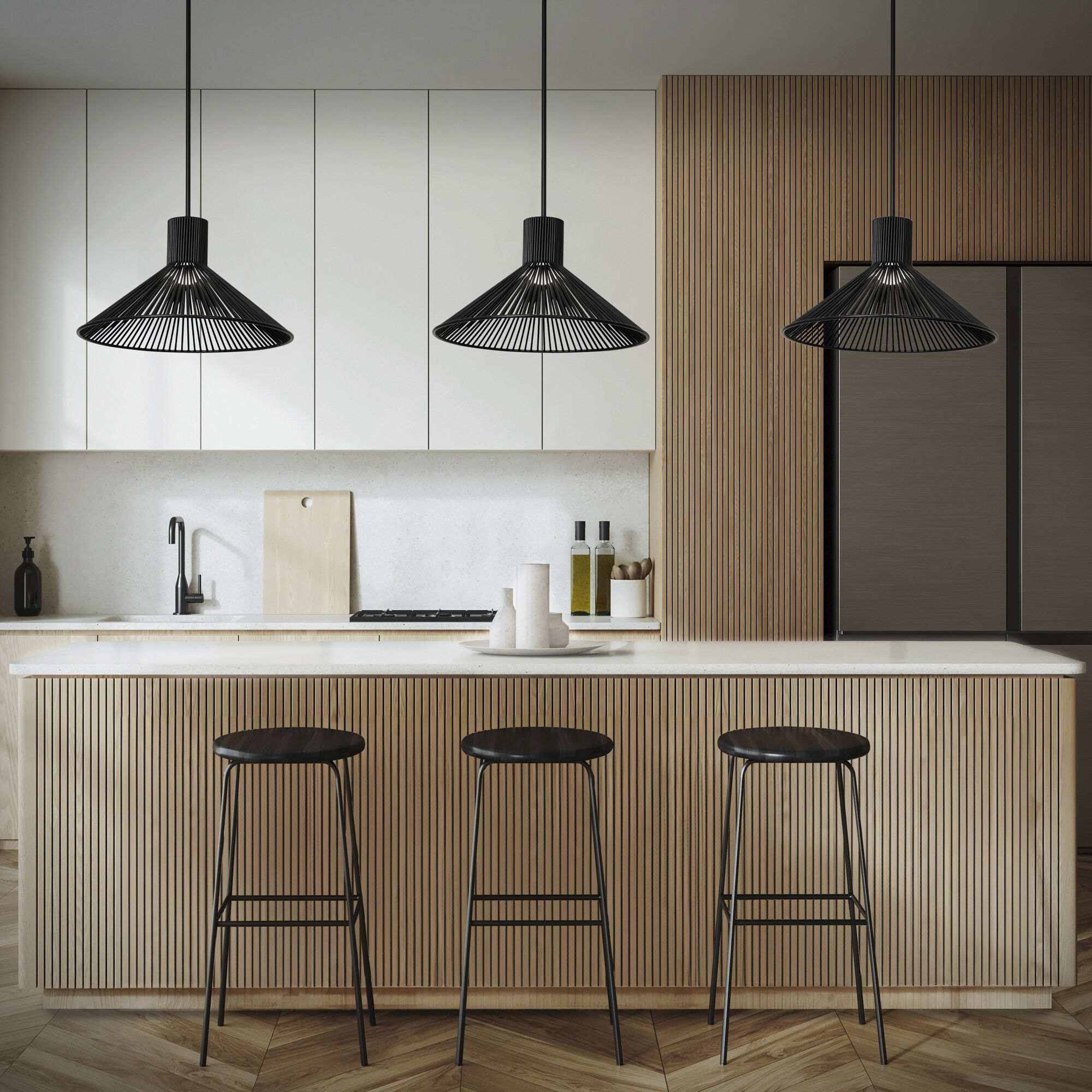 Cappe LED 21 inch Black Pendant Ceiling Light in 2700K, dweLED