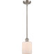 Ballston Cobbleskill LED 5 inch Brushed Satin Nickel Pendant Ceiling Light in Matte White Glass, Ballston