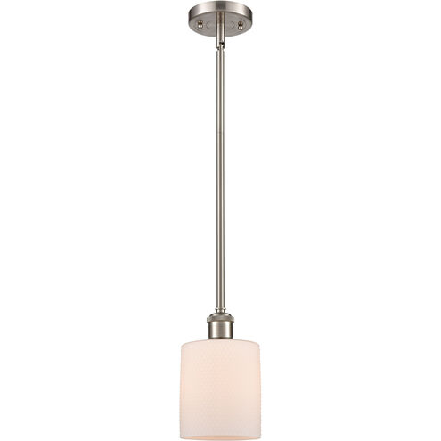 Ballston Cobbleskill LED 5 inch Brushed Satin Nickel Pendant Ceiling Light in Matte White Glass, Ballston