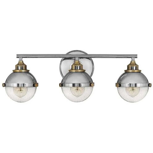 Fletcher 3 Light 25 inch Polished Nickel with Heritage Brass Vanity Light Wall Light