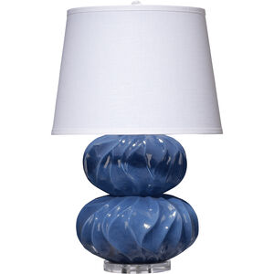 Pricilla 25 inch 150.00 watt Navy Blue Double Gourd Table Lamp Portable Light