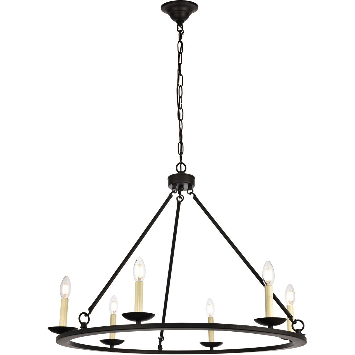 Maine 6 Light 32 inch Black Chandelier Ceiling Light