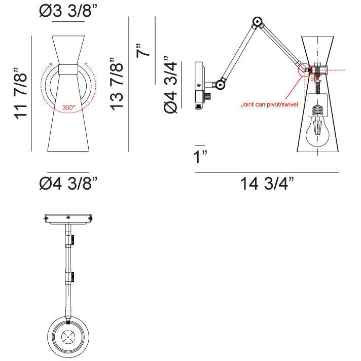 Blaze Wall Sconce Wall Light in Aged Gold Brass and Black