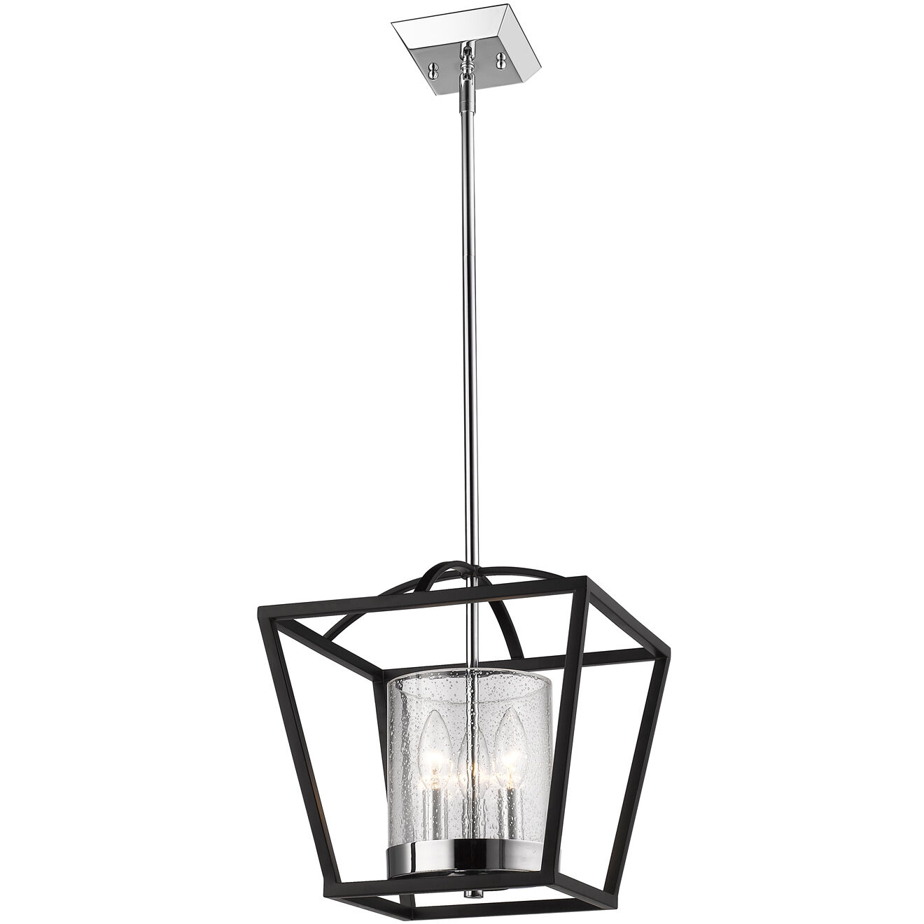 Mercer 3 Light 11.75 inch Matte Black/Chrome Semi-Flush Mount Ceiling Light, Convertible