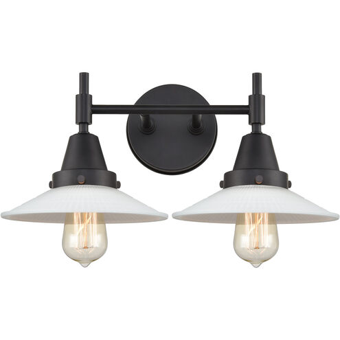 Caden 2 Light 18 inch Matte Black Bath Vanity Light Wall Light in Matte White Glass