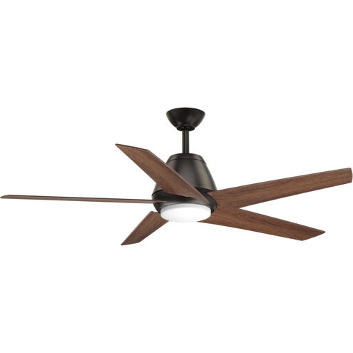 Gust 54 inch Antique Bronze with Walnut Blades Ceiling Fan, Progress LED