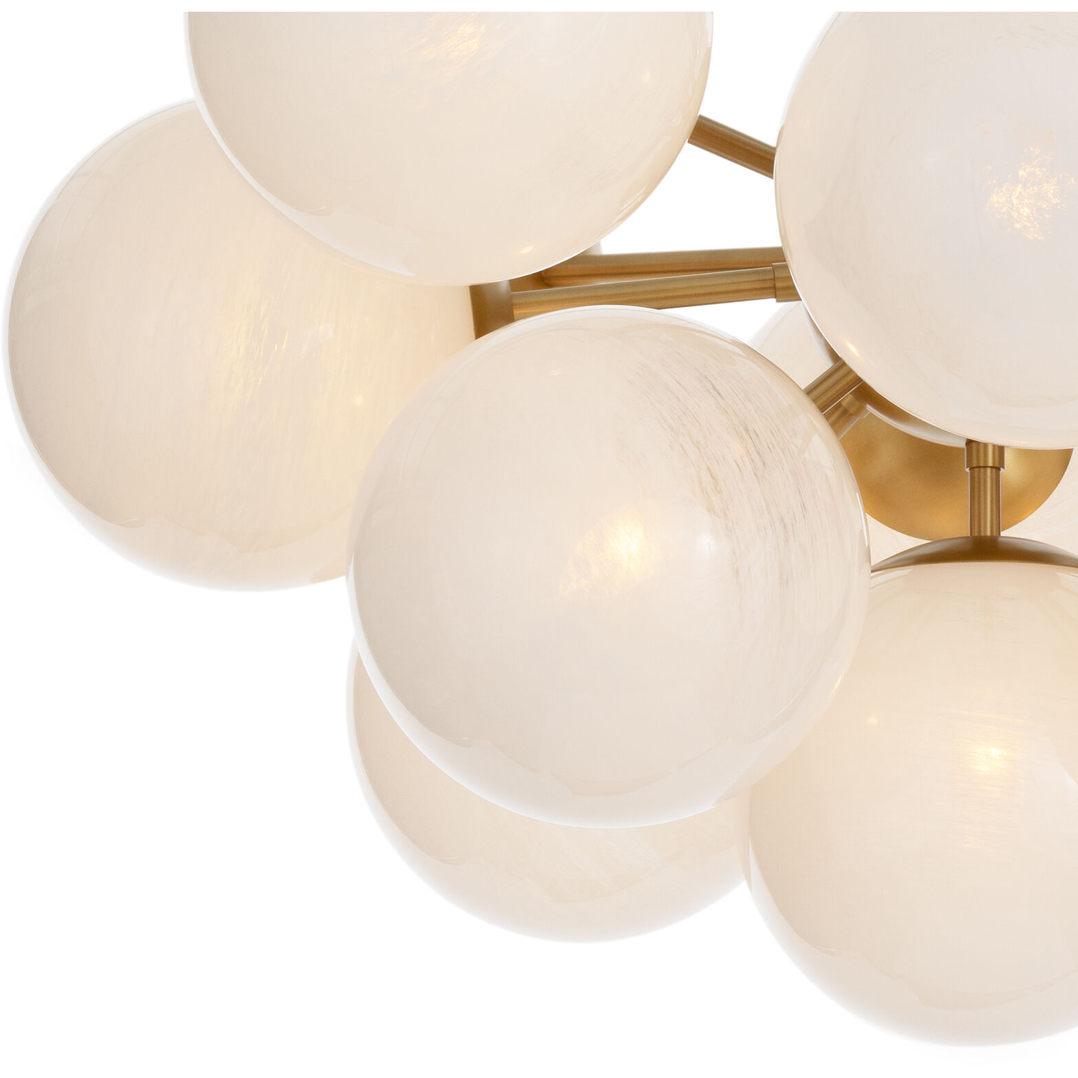 Shine 13 Light 33.75 inch Natural Brass Flush Mount Ceiling Light in Swirl Glass