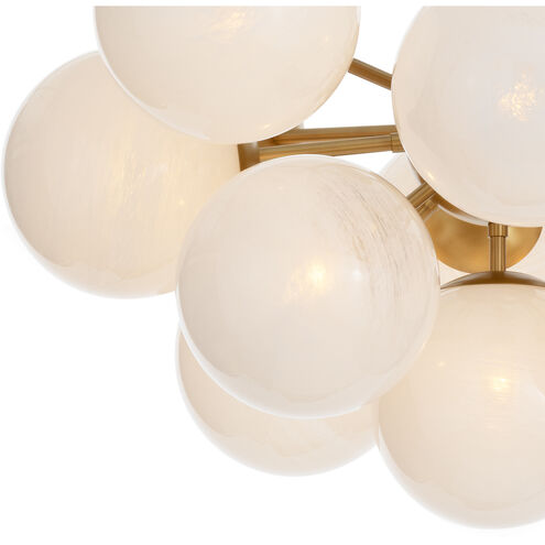 Shine 13 Light 33.75 inch Natural Brass Flush Mount Ceiling Light in Swirl Glass