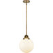 Nouveau 2 Beacon 1 Light 8 inch Brushed Brass Mini Pendant Ceiling Light in Incandescent, Matte White