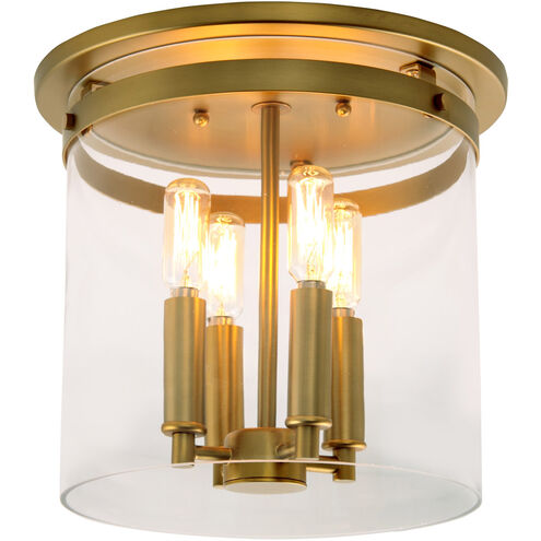 Roxbury 4 Light 12 inch Satin Brass Flushmount Ceiling Light