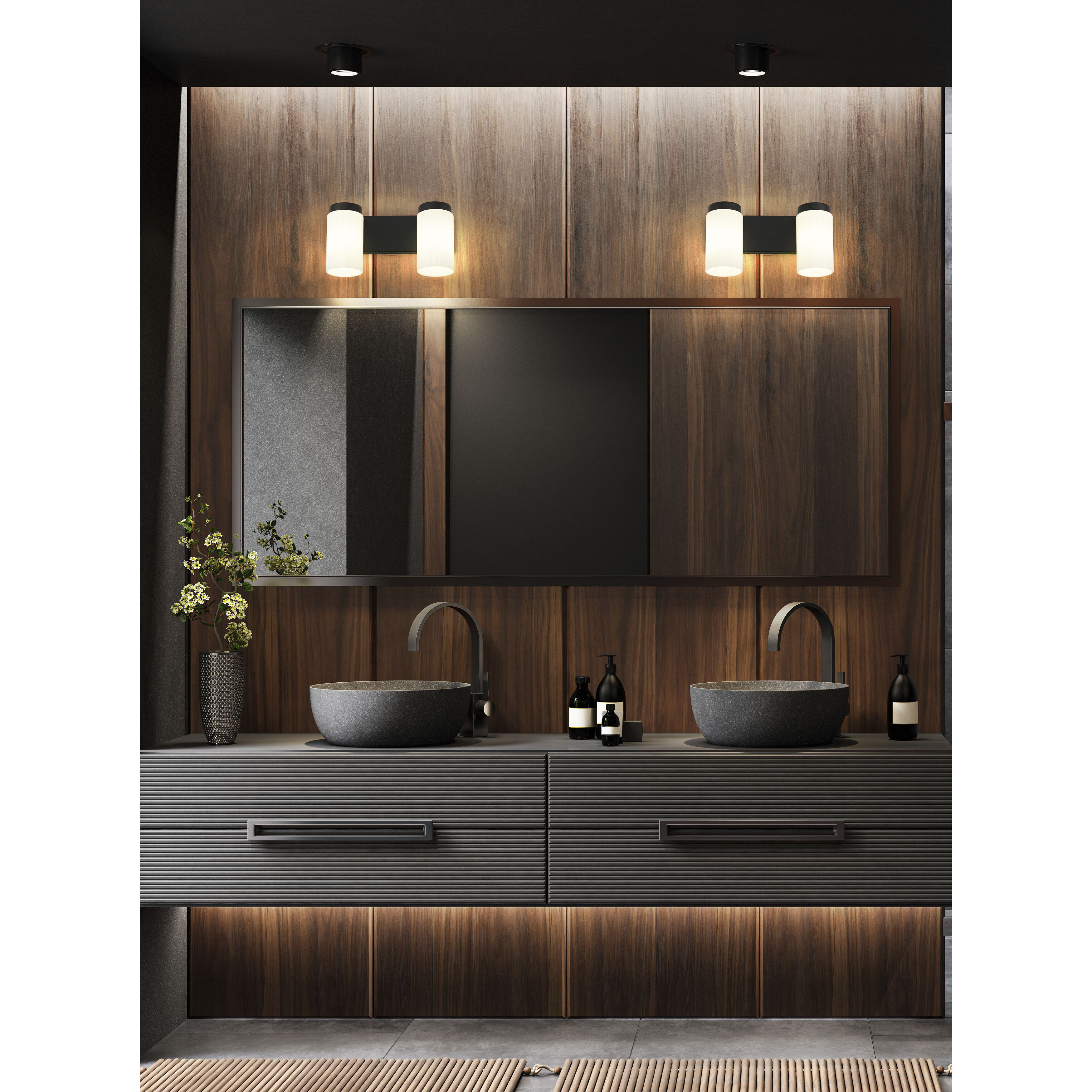 Burk 2 Light 13.75 inch Matte Black Bath Vanity Light Wall Light