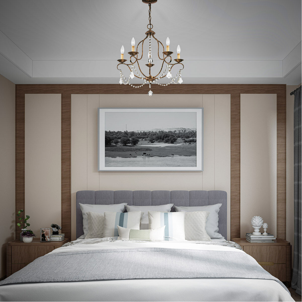 Chesterfield 5 Light 22 inch Hand Applied Venetian Golden Bronze Chandelier Ceiling Light