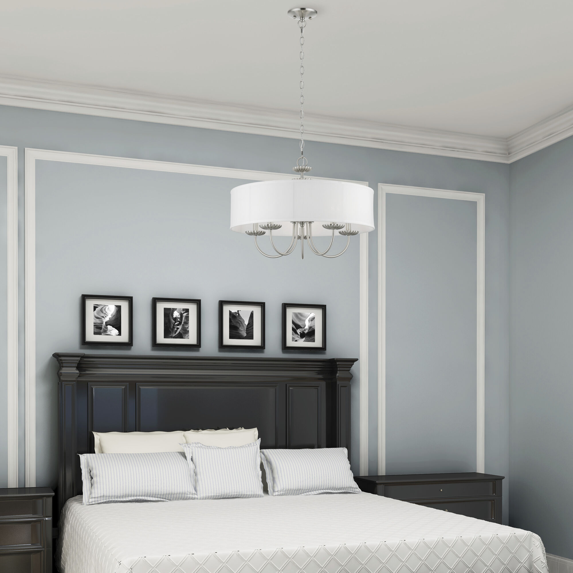 Brookdale 5 Light 23 inch Brushed Nickel Pendant Chandelier Ceiling Light