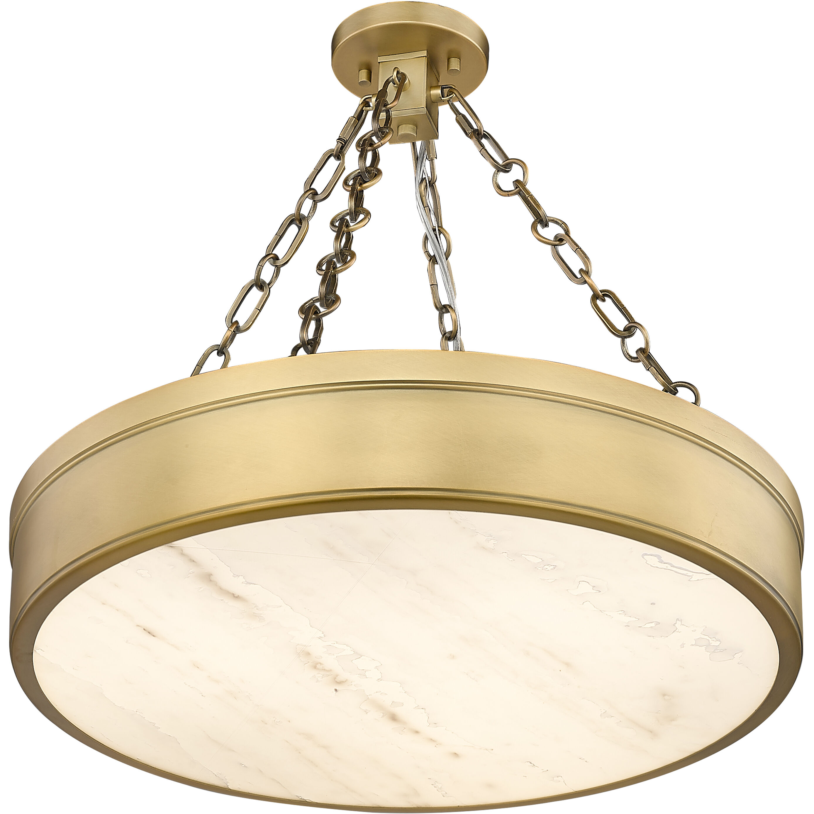 Anders LED 22 inch Rubbed Brass Semi Flush Mount Ceiling Light
