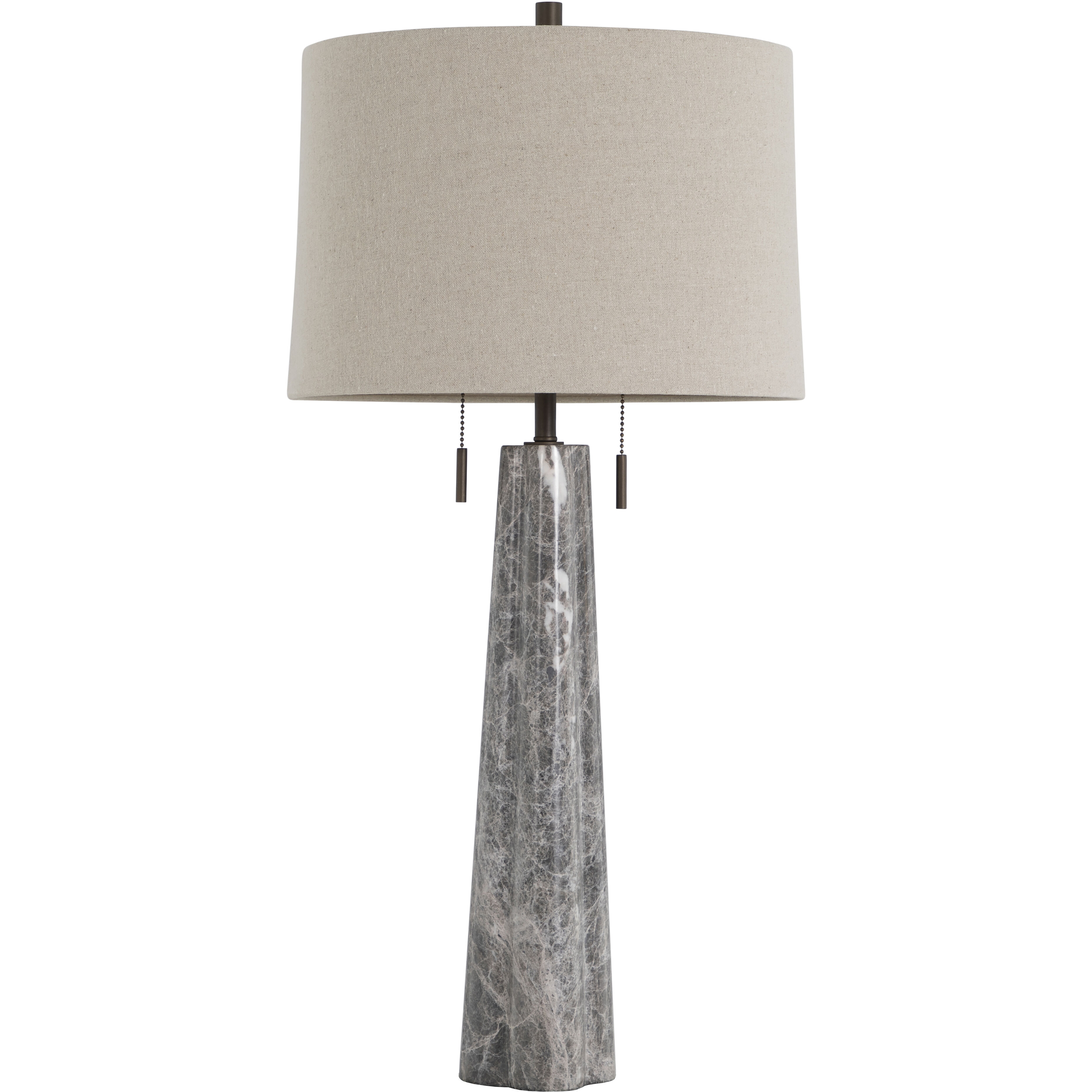 Margaret 32.25 inch Rubbed Bronze and Clear Acrylic and Beige Linen with Gray Marble Table Lamp Portable Light