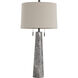 Margaret 32.25 inch Rubbed Bronze and Clear Acrylic and Beige Linen with Gray Marble Table Lamp Portable Light