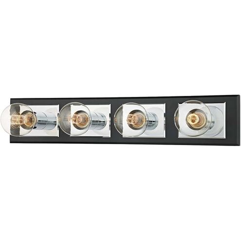 Runyan 4 Light 23.25 inch Polished Chrome/Soft Black Bath And Vanity Wall Light in Polished Chrome/Black