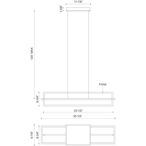 Mondrian LED 35.5 inch Black Linear Pendant Ceiling Light