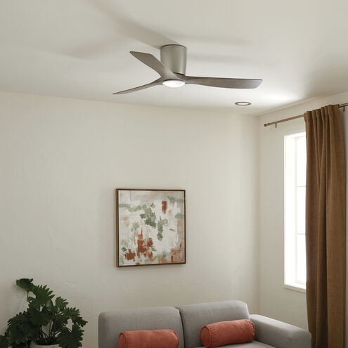 Volos 54 inch Brushed Nickel with Distressed Antique Gray/Distressed Antique Gray Blades Ceiling Fan