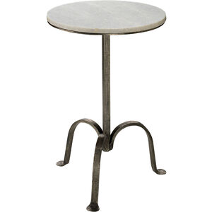 Left Bank 22 X 15 inch White Marble with Gun Metal Iron Base Marble Table