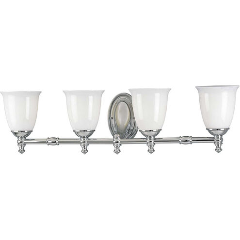 Victorian 4 Light 33 inch Polished Chrome Bath Vanity Wall Light, Delta