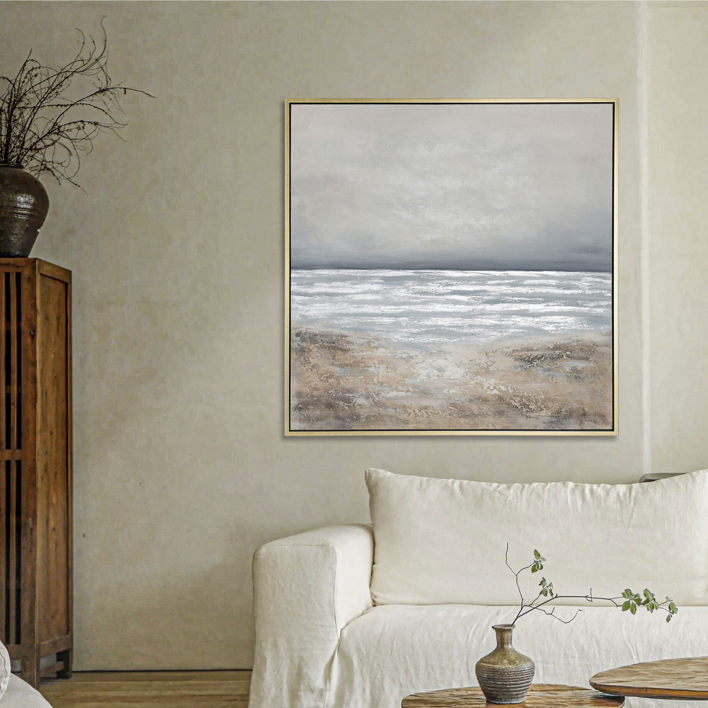 Peaceful Escape Brown and Blue and White Wall Art