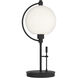 Pluto 19.3 inch 100 watt Black Table Lamp Portable Light in Opal
