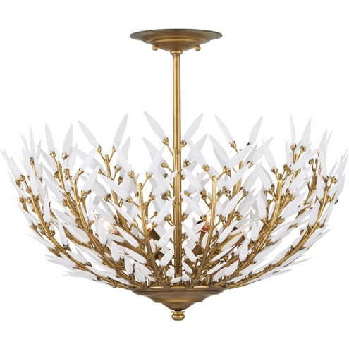 Magnum 4 Light 22.5 inch Brass/White Semi-Flush Mount Ceiling Light