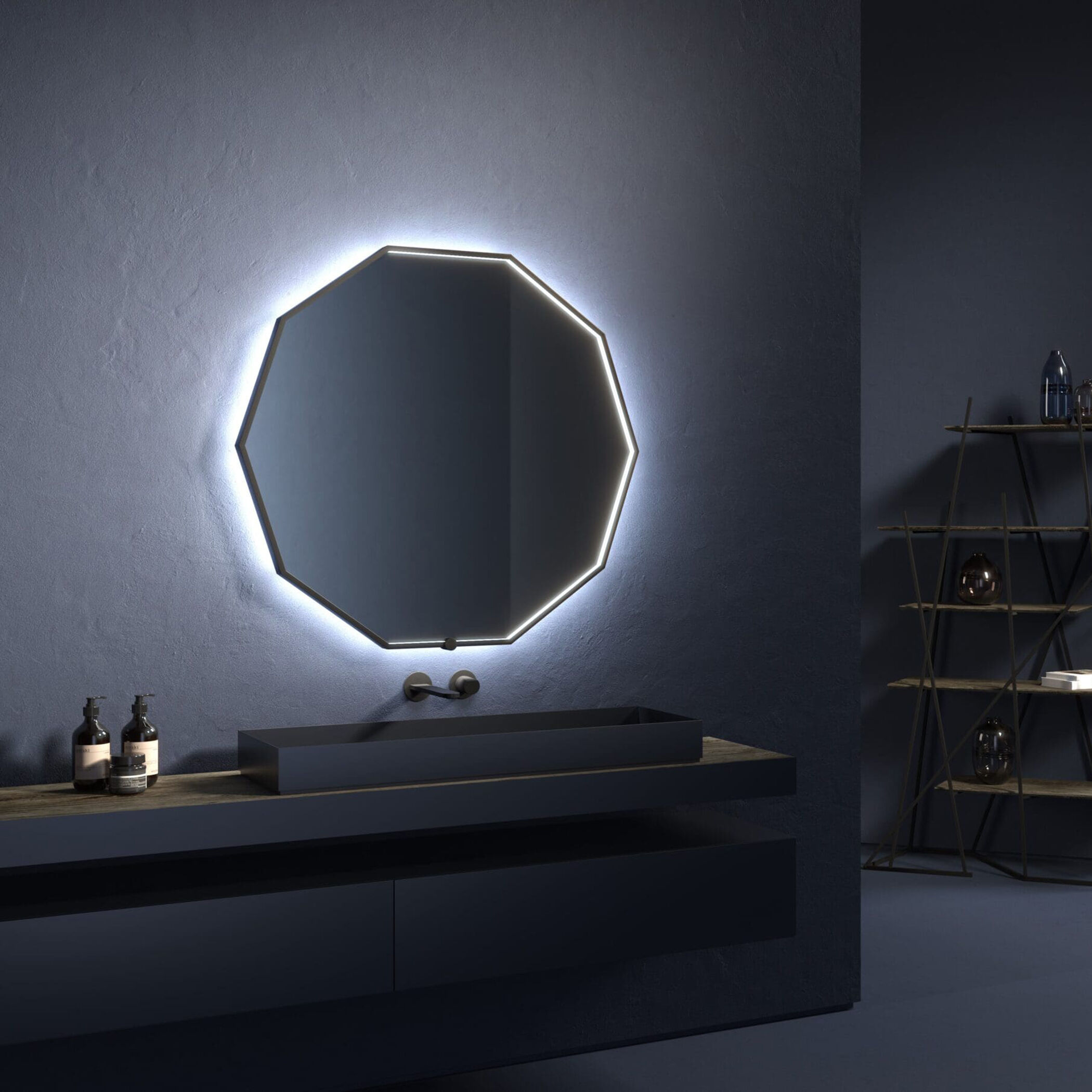 Deca 30 X 30 inch Black LED Lighted Mirror, Vanita by Oxygen