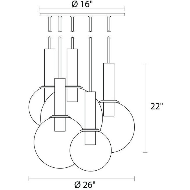 Bubbles 5 Light 26 inch Satin Brass Chandelier Ceiling Light