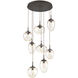 Cosmos LED LED 31.9 inch Flat Bronze Chandelier Ceiling Light in 3000K LED, Clear Geo Inner with Amber Cosmos Outer, Round Multi-Port