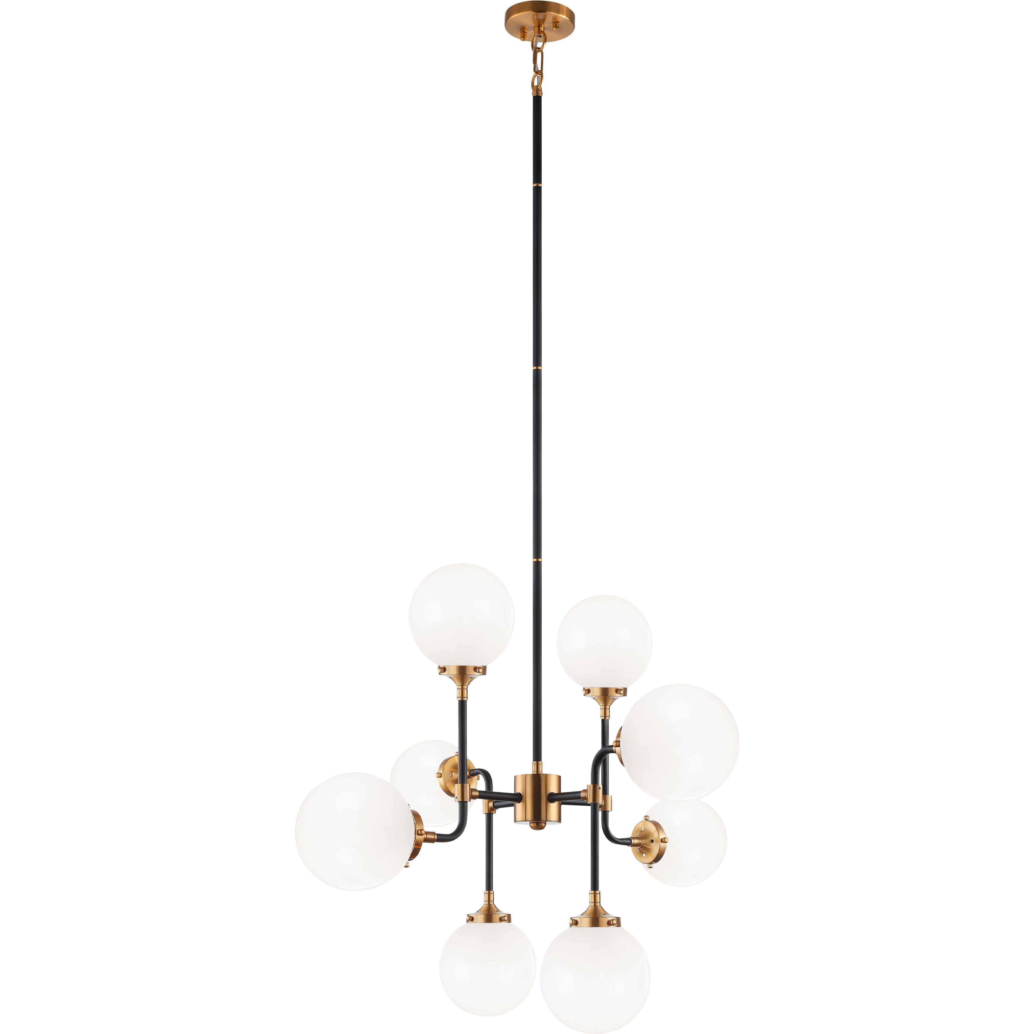Particles 8 Light 29.5 inch Aged Gold Brass Pendant Ceiling Light in Aged Gold Brass and Opal Glass