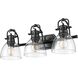 Yep Duncan Vanity Wall Light in Matte Black, Clear Glass
